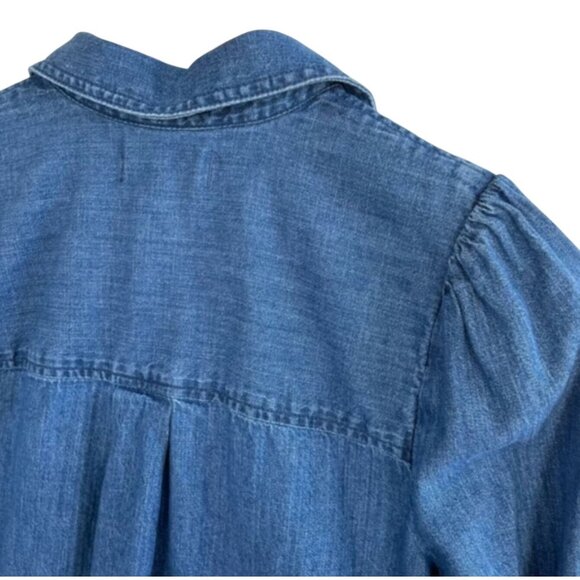 Madewell Denim Puff-Sleeve Shirtdress in Harris Wash Blue Size Small - Picture 9 of 13